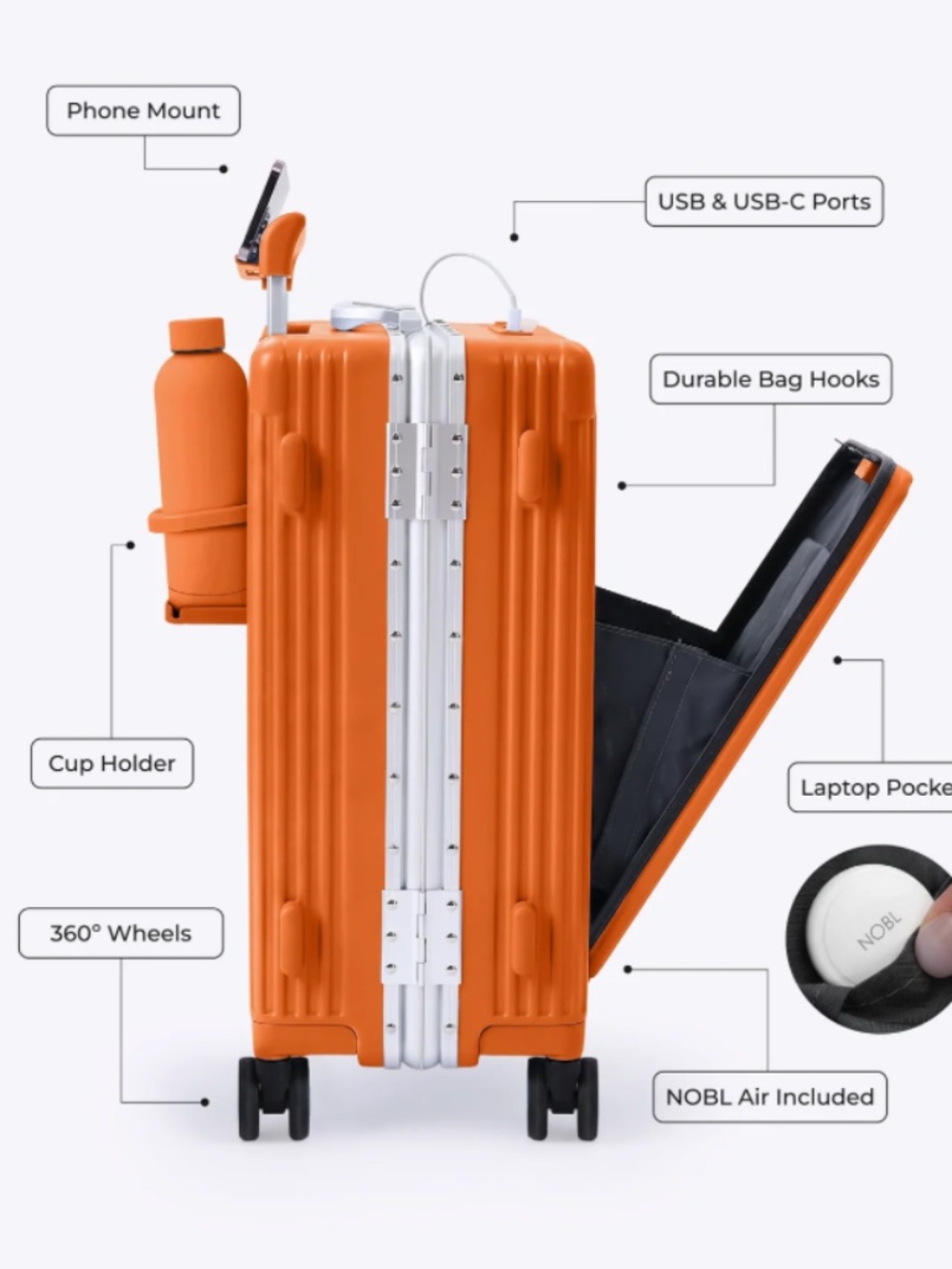 NOBL Check-In Medium: All-In-One 24” in Sorbet Orange